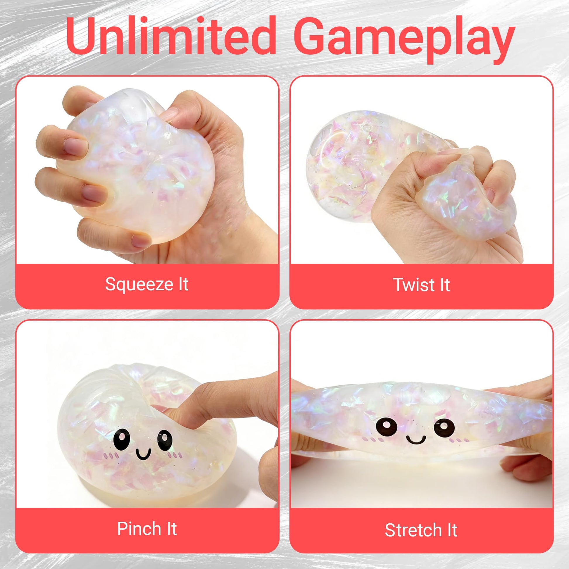 Aglacynorath Glitter Dumpling Squishy, Giant Glitter Dumpling Box, Colorful Stretchy Decompression Sensory Toy, Soft Squeeze Decompression Dough (Glitter White) - Available at All In One Marketplace Canada
