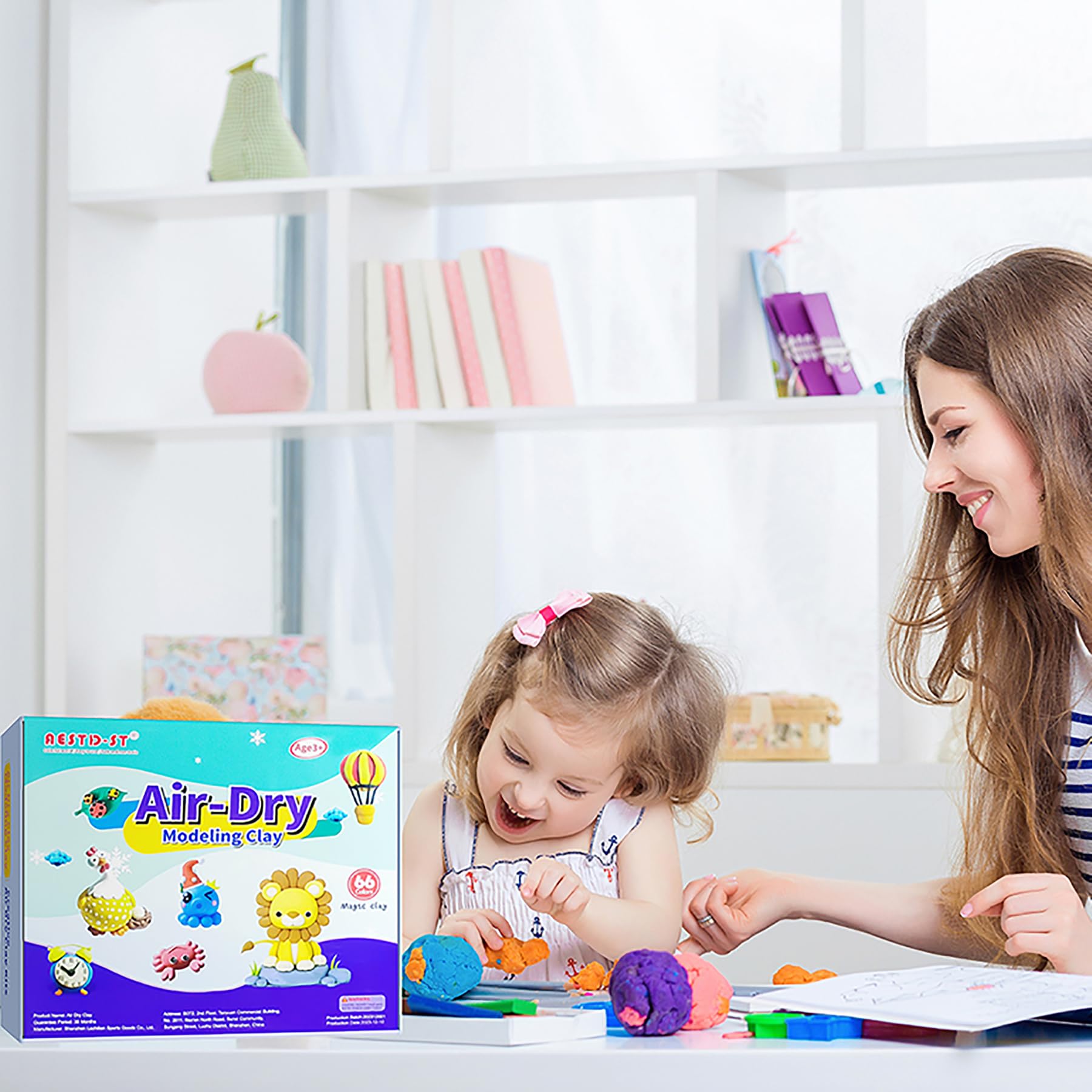 Aestd-ST Air Dry Clay 66 Colors, Modeling Clay for Kids, DIY Magic Clay, Molding Clay Kit with Sculpting Tools, Non-Sticky Soft and Super Light, Arts and Crafts Gift for Boys Girls Kids