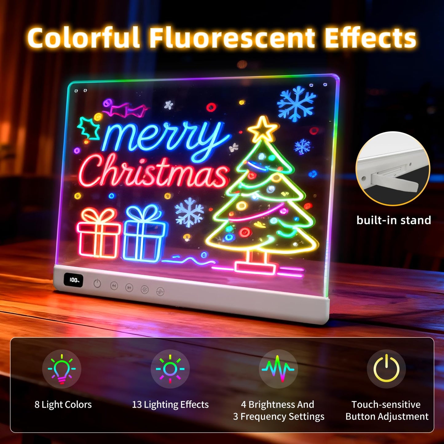 Lumiboard Led Drawing Board with 13 Light Effects, 13.7"x10" Rechargeable Glow Doodle LED Note Board with Colors, Neon Light Up Drawing Tablet Gifts for Kids for Christmas Birthday Gifts Presents - Available at All In One Marketplace Canada