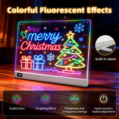 Lumiboard Led Drawing Board with 13 Light Effects, 13.7"x10" Rechargeable Glow Doodle LED Note Board with Colors, Neon Light Up Drawing Tablet Gifts for Kids for Christmas Birthday Gifts Presents - Available at All In One Marketplace Canada