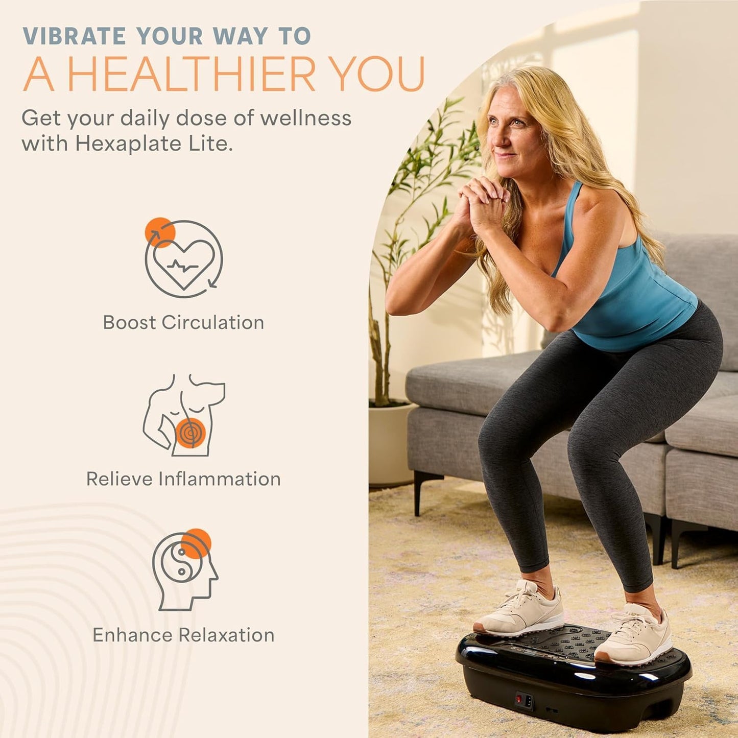 Lifepro HexaplateLite Vibration Plate Exercise Machine-Small & Lightweight LifePro