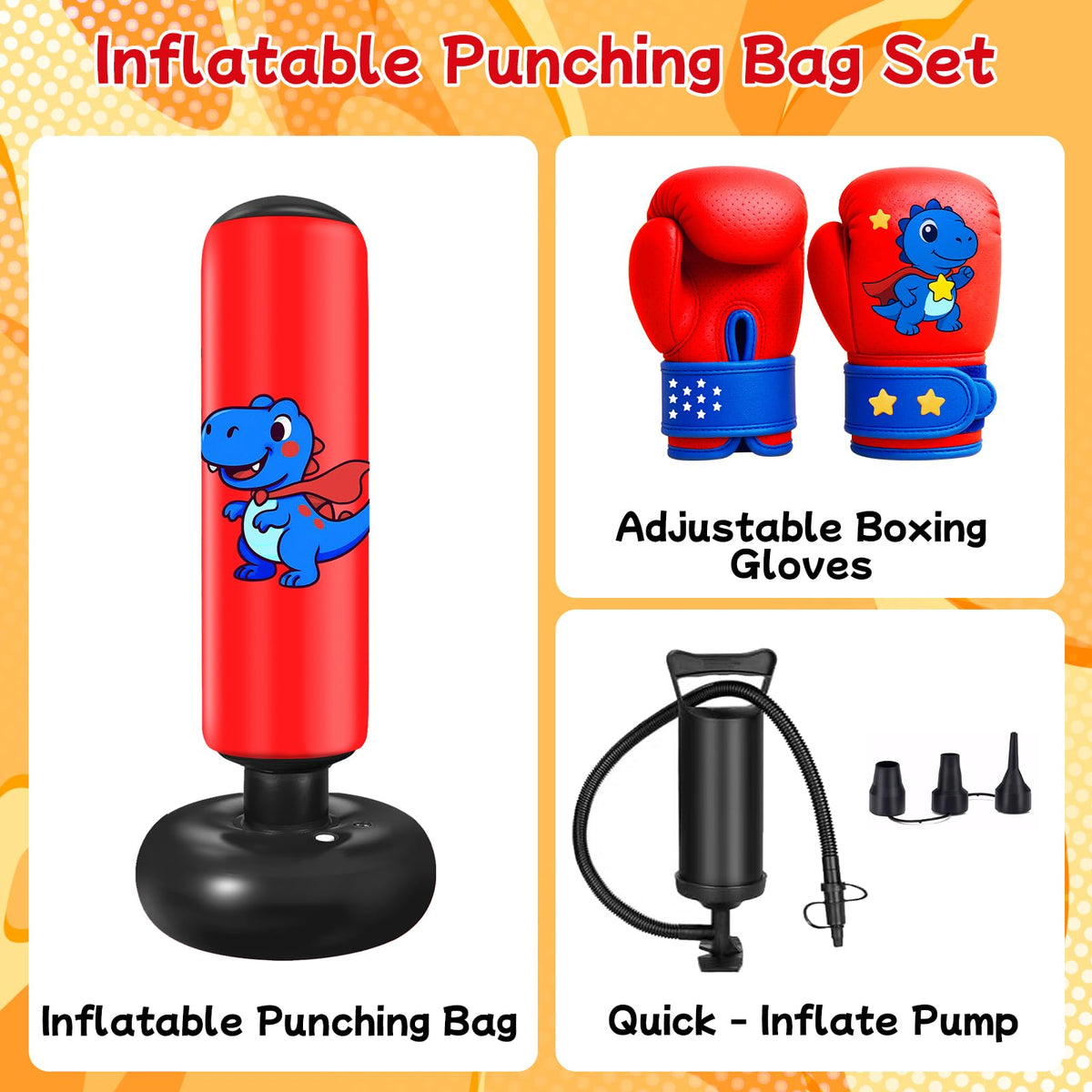 Qoosea Punching Bag for Kids 48in Dinosaur Toys Boxing Bag Set with Gloves 🍁 All In One Marketplace Canada