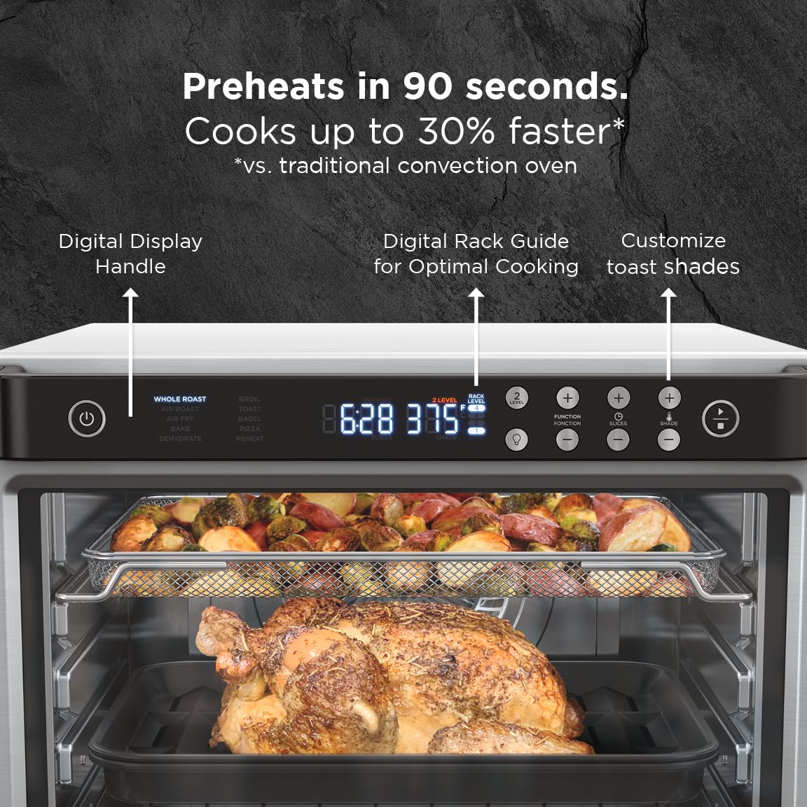 Ninja DT201C, Foodi 10-in-1 XL Pro Air Fry Oven, Stainless steel, 1800W (Canadian version)