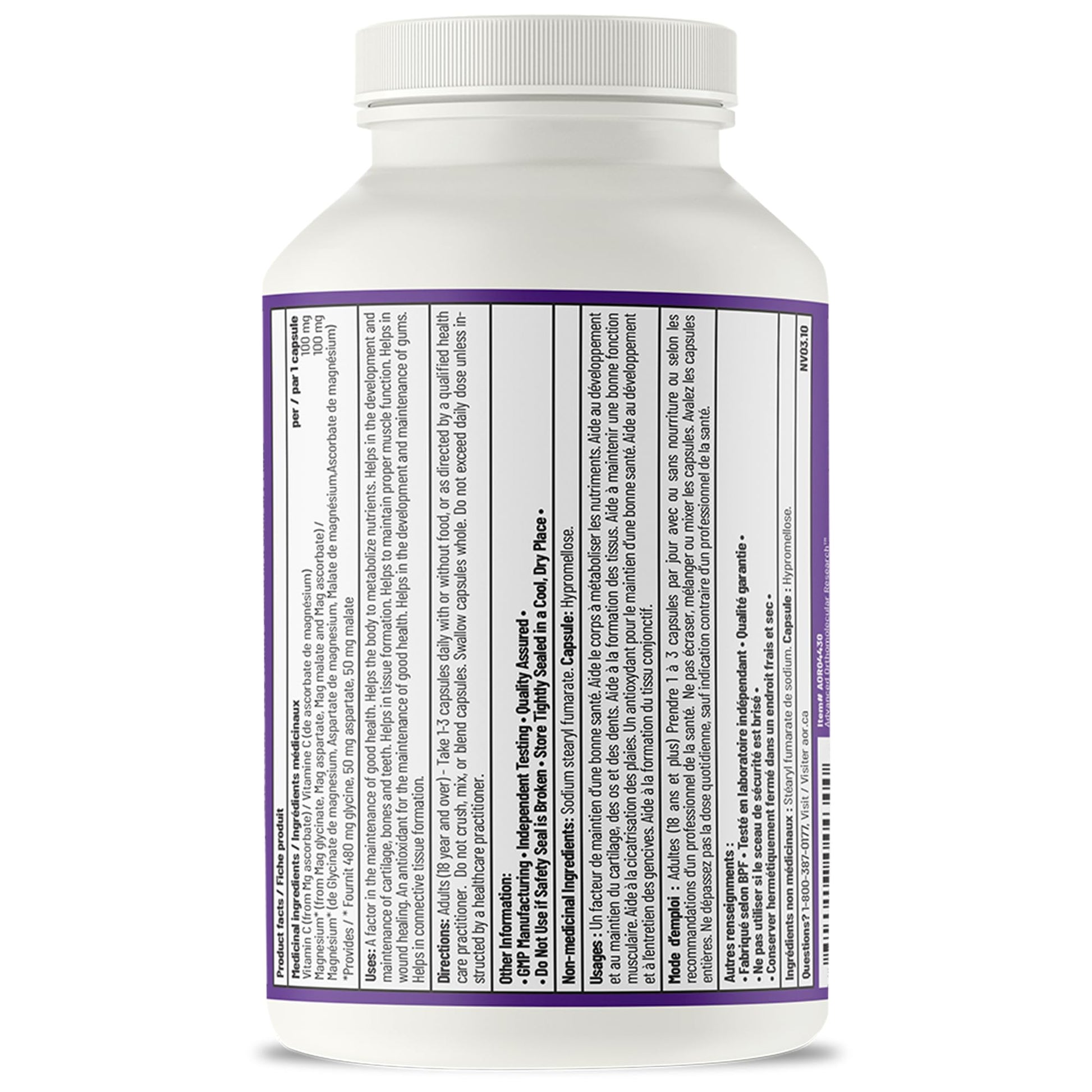 AOR Advanced Magnesium Complex 200mg, 180 Capsules 180-Day Supply - Highly Absorbable Magnesium Glycinate, Aspartate, Malate & Ascorbate - Elemental Chelated Complex for Relaxation and Muscle Comfort - Available at All In One Marketplace Canada