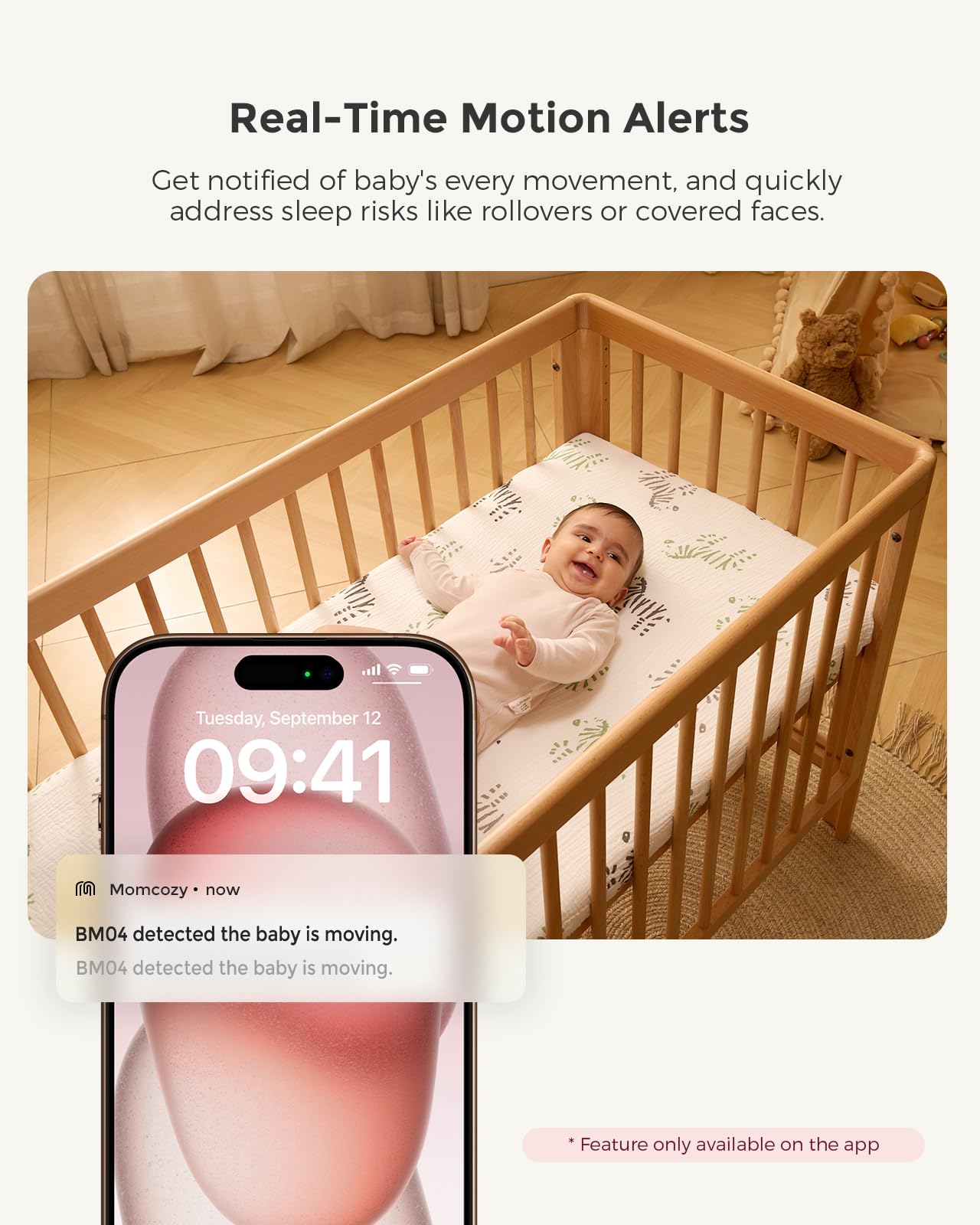 Momcozy Smart WiFi Baby Monitor with Camera and Audio, 5" 1080P Screen with Wall Mount, Motion & Cry Detection, Safe Fence,Clear Night Vision, 5000mAh Battery, 2-Way Talk, Photo & Video Recording,BM04 - Available at All In One Marketplace Canada