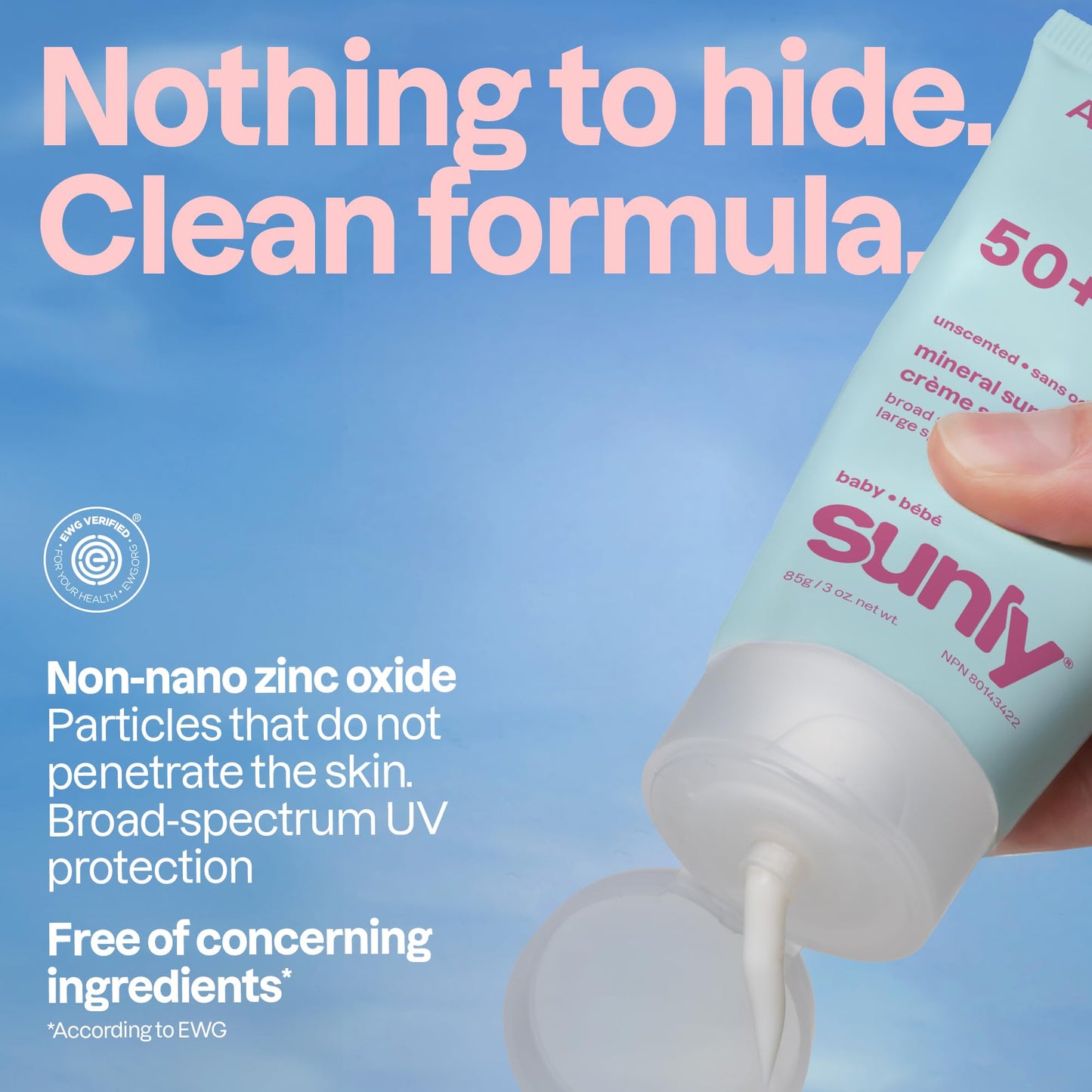 ATTITUDE Baby Mineral Sunscreen SPF 50, Broad Spectrum Zinc Oxide, EWG Verified, Mineral-Based, Non-Nano, Lightweight Cream for Face & Body, Gentle Formula, Unscented, 80 grams - Available at All In One Marketplace Canada