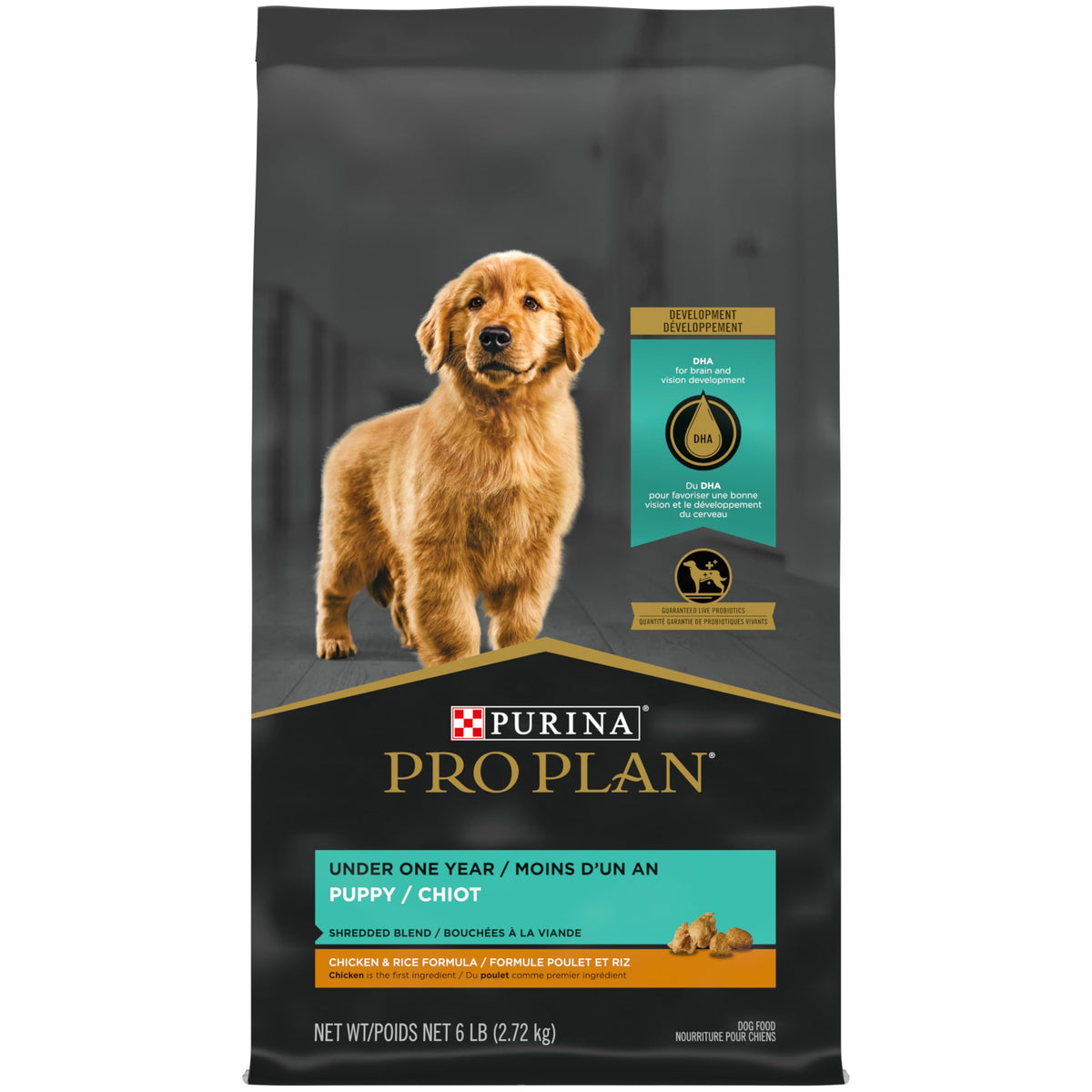 Purina Pro Plan Dry Puppy Food, Development Shredded Blend Chicken & Rice - 2.72 kg Bag (1 Pack)
