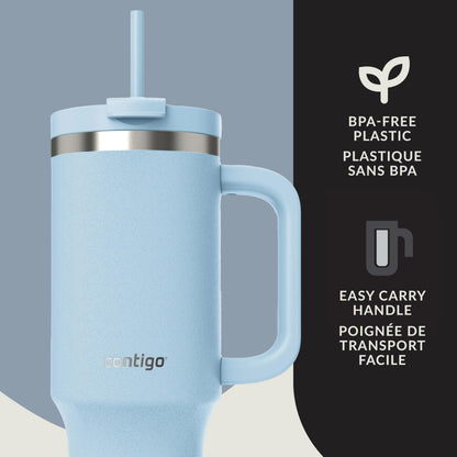 Contigo Streeterville Tumbler Giftset, 40 oz (1.18 L), Insulated Stainless Steel Water Bottle with Straw, Lid and Handle, Glacier & Indigo, 2 Pack 🍁 All In One Marketplace Canada
