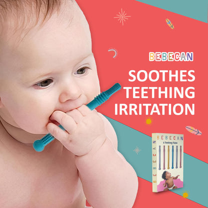 BEBECAN Teething Toys for Babies, Baby Teething Relief, 6 Vibrant Colors, Super Soft Silicone Jouet Dentition Bebe, Perfect Baby Gifts Baby Boy Gifts