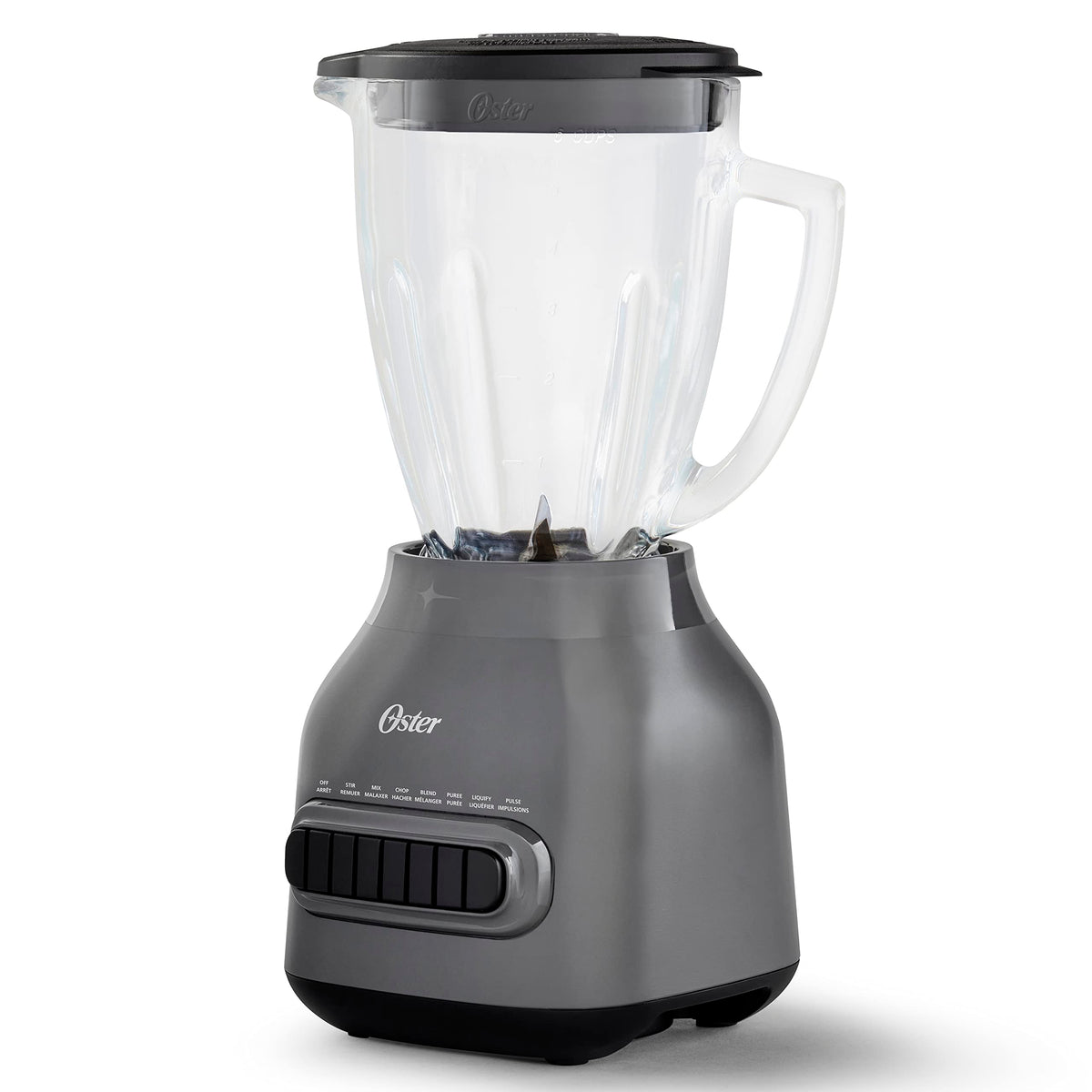 Oster Easy-to-Clean Blender with 6-Cup Boroclass Glass Jar Diamond Grey