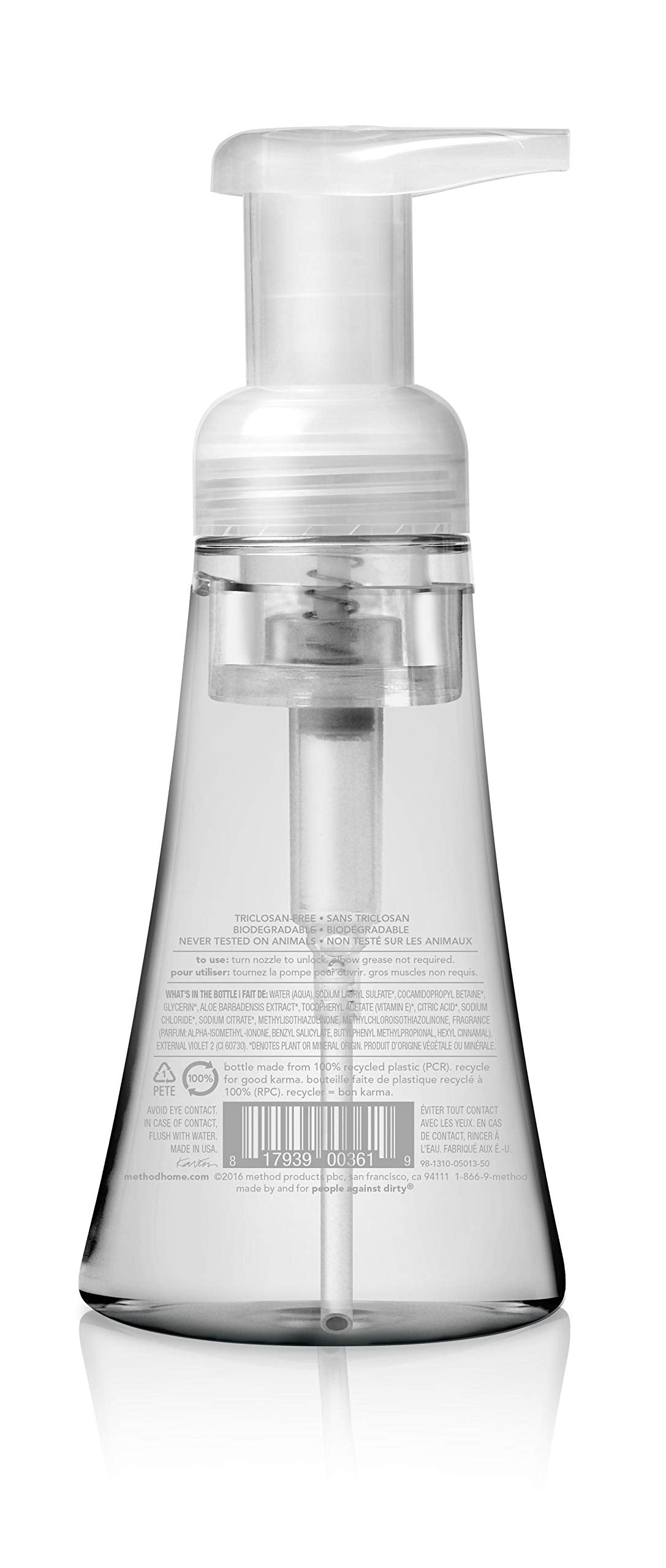 method Foaming Hand Soap, Biodegradable Formula with Foaming Soap Dispenser Made of 100% Recycled Plastic, Sweet Water Scent, 300 ml Soap Pump Bottles, 6 Pack Method