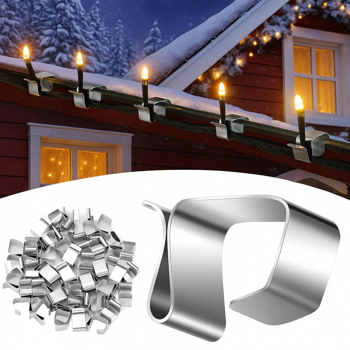 200 Pcs Metal Gutter Hooks for Christmas Outdoor Lights, 21 x 14.5 mm 🍁 All In One Marketplace Canada