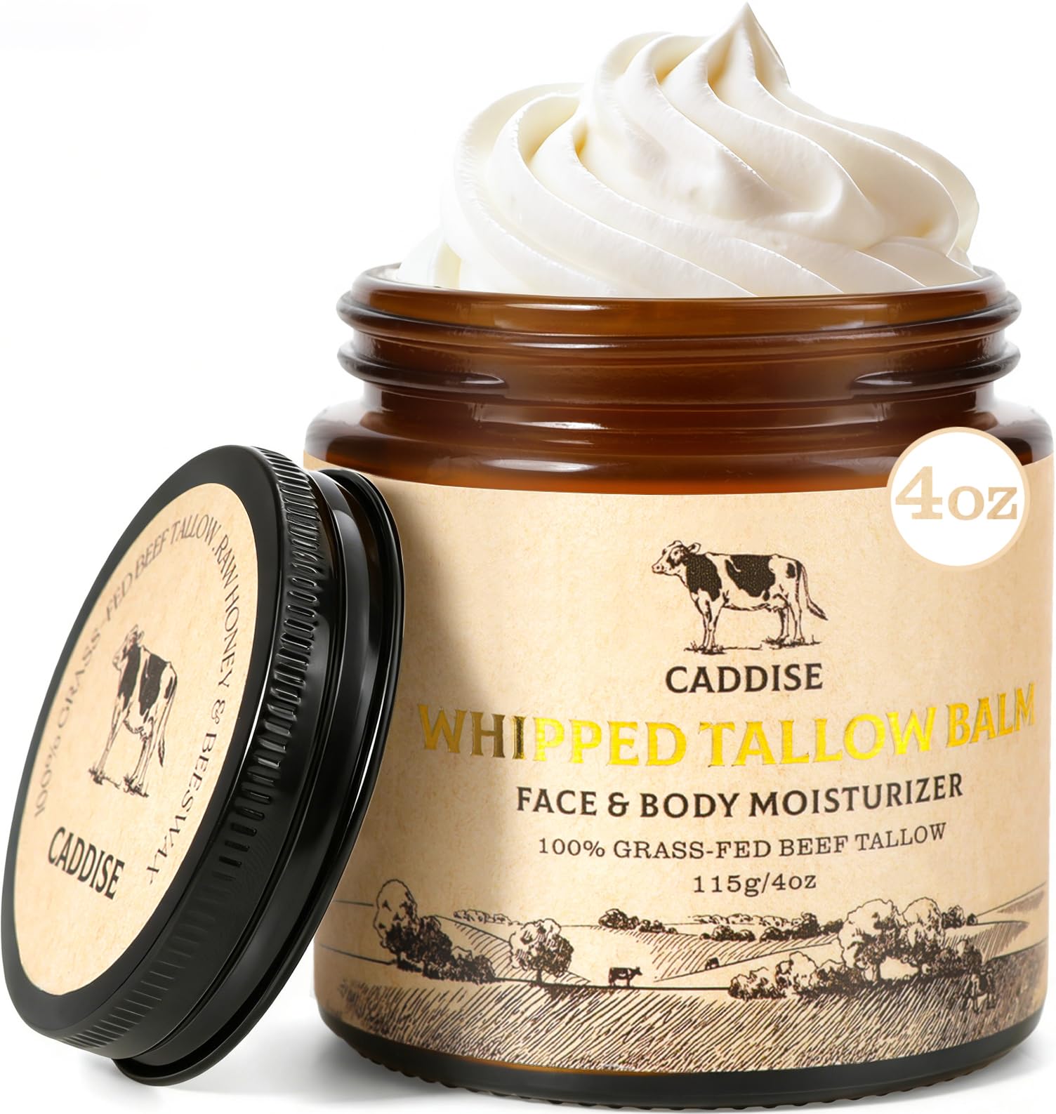 CADDISE Whipped Beef Tallow for Skin – 100% Grass-Fed Handmade Cream Moisturizer for Face & Body, Natural with Honey, Shea Butter, Jojoba Oil, Non-Greasy, Nourishing for Men, Women, Kids, 4 Oz - Available at All In One Marketplace Canada
