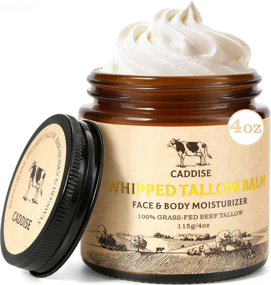 CADDISE Whipped Beef Tallow for Skin – 100% Grass-Fed Handmade Cream Moisturizer for Face & Body, Natural with Honey, Shea Butter, Jojoba Oil, Non-Greasy, Nourishing for Men, Women, Kids, 4 Oz - Available at All In One Marketplace Canada