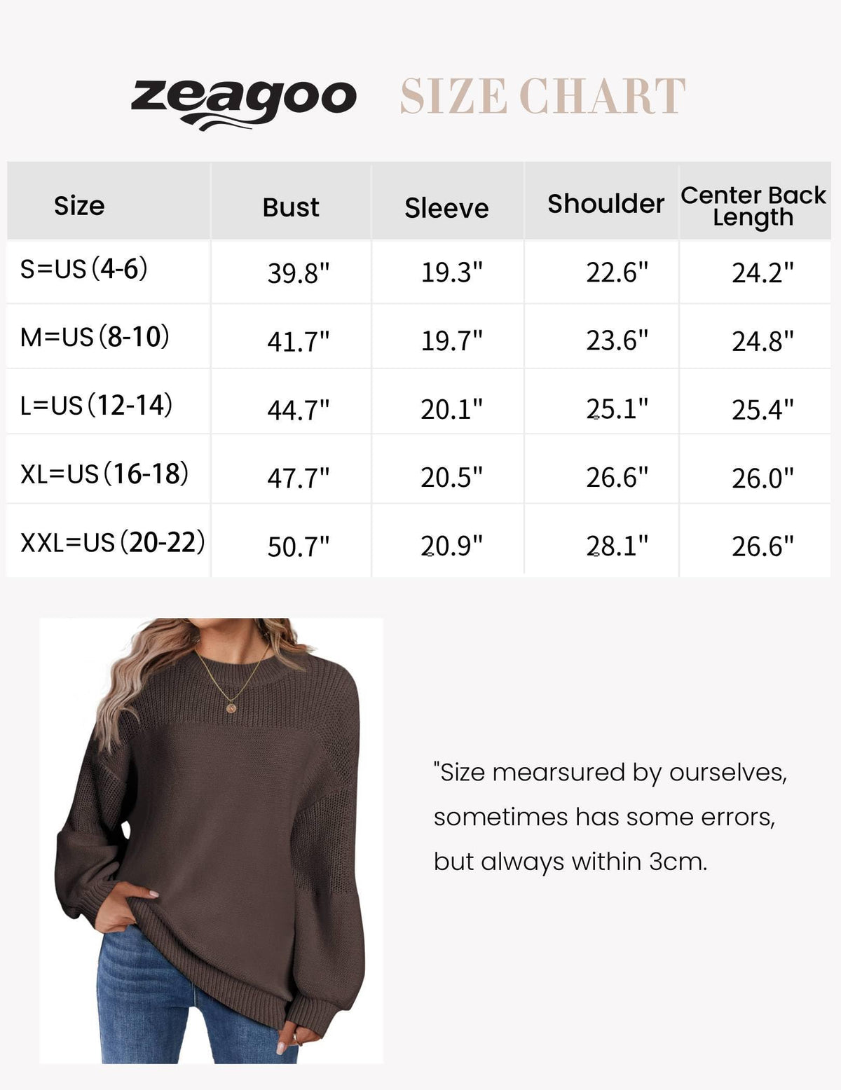 Zeagoo Womens Business Casual Tops Winter Brown Crewneck Chunky Pullover 🍁 All In One Marketplace Canada