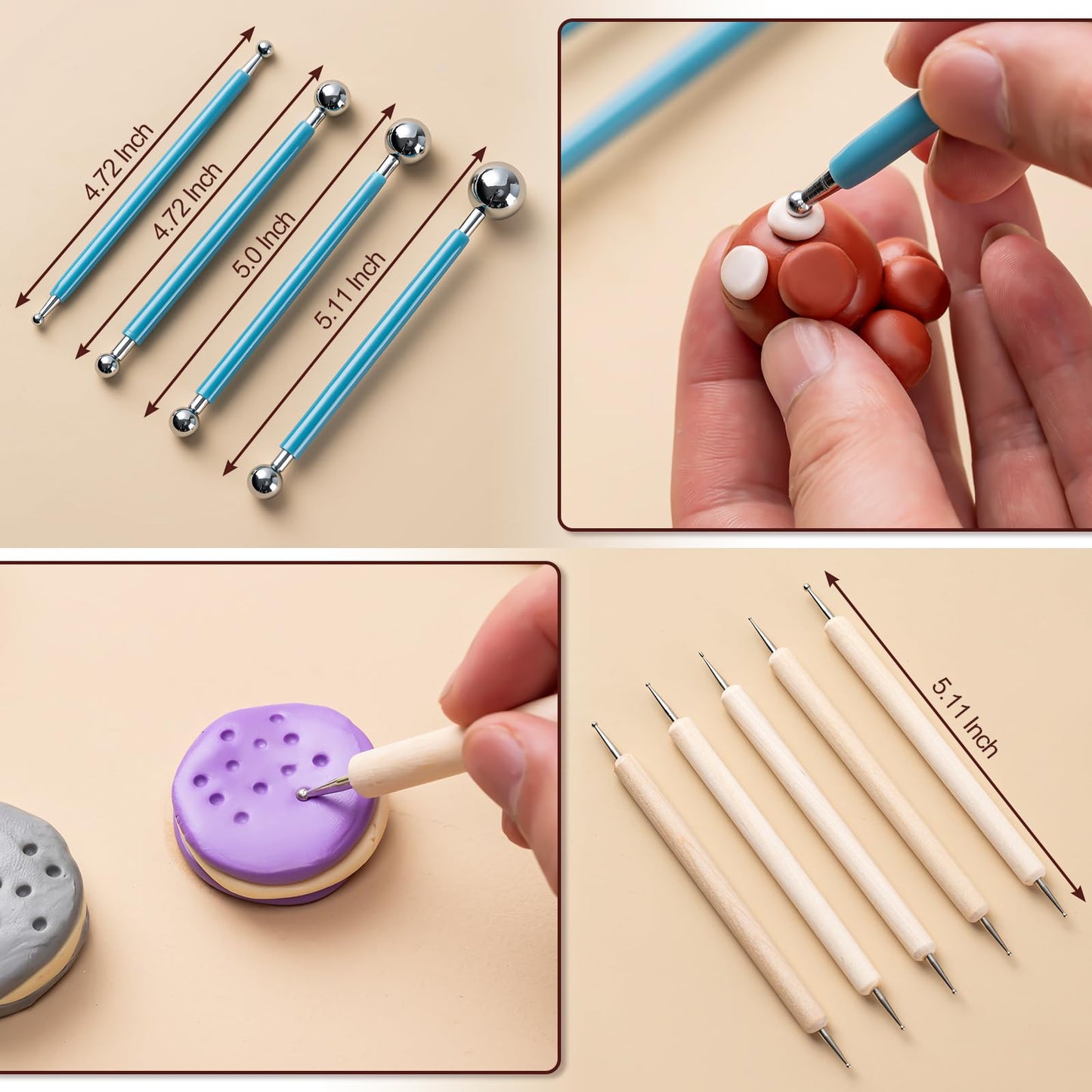 Amrules Clay Tools Kit, 27 PCS Pottery Tools, Practical Polymer Clay Sculpting Tools Kit, Air Dry Clay Tools Set for Adults, Pottery Craft, Dotting, Carving, Drawing, Molding, Modeling, Shaping - Available at All In One Marketplace Canada