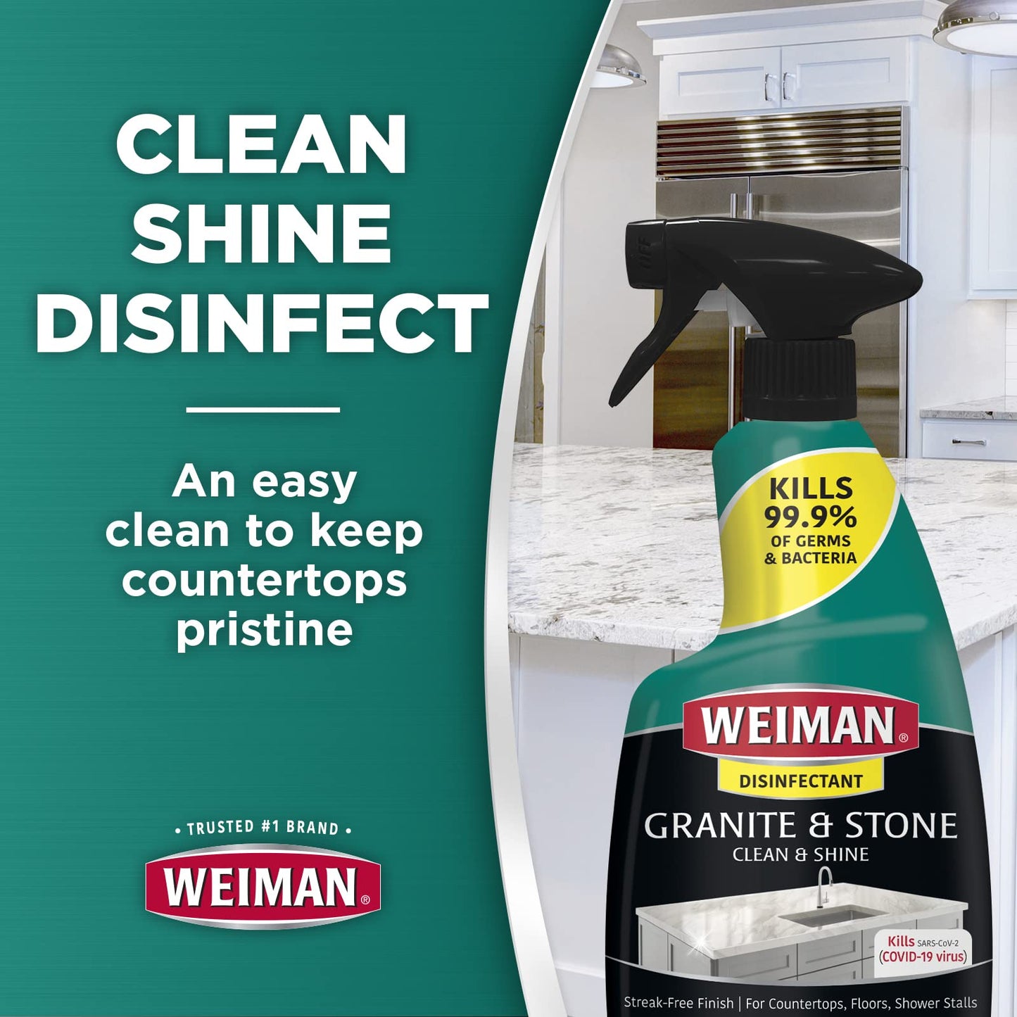 Weiman Granite Cleaner and Polish - 12 Fluid Ounce - Enhances Natural Color in Granite, Quartz, Marble, Soap Stone and More - Available at All In One Marketplace Canada