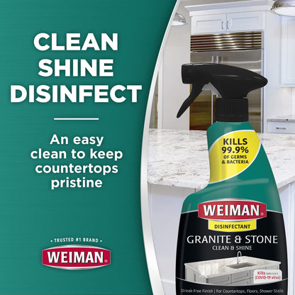 Weiman Granite Cleaner and Polish - 12 Fluid Ounce - Enhances Natural Color in Granite, Quartz, Marble, Soap Stone and More - Available at All In One Marketplace Canada