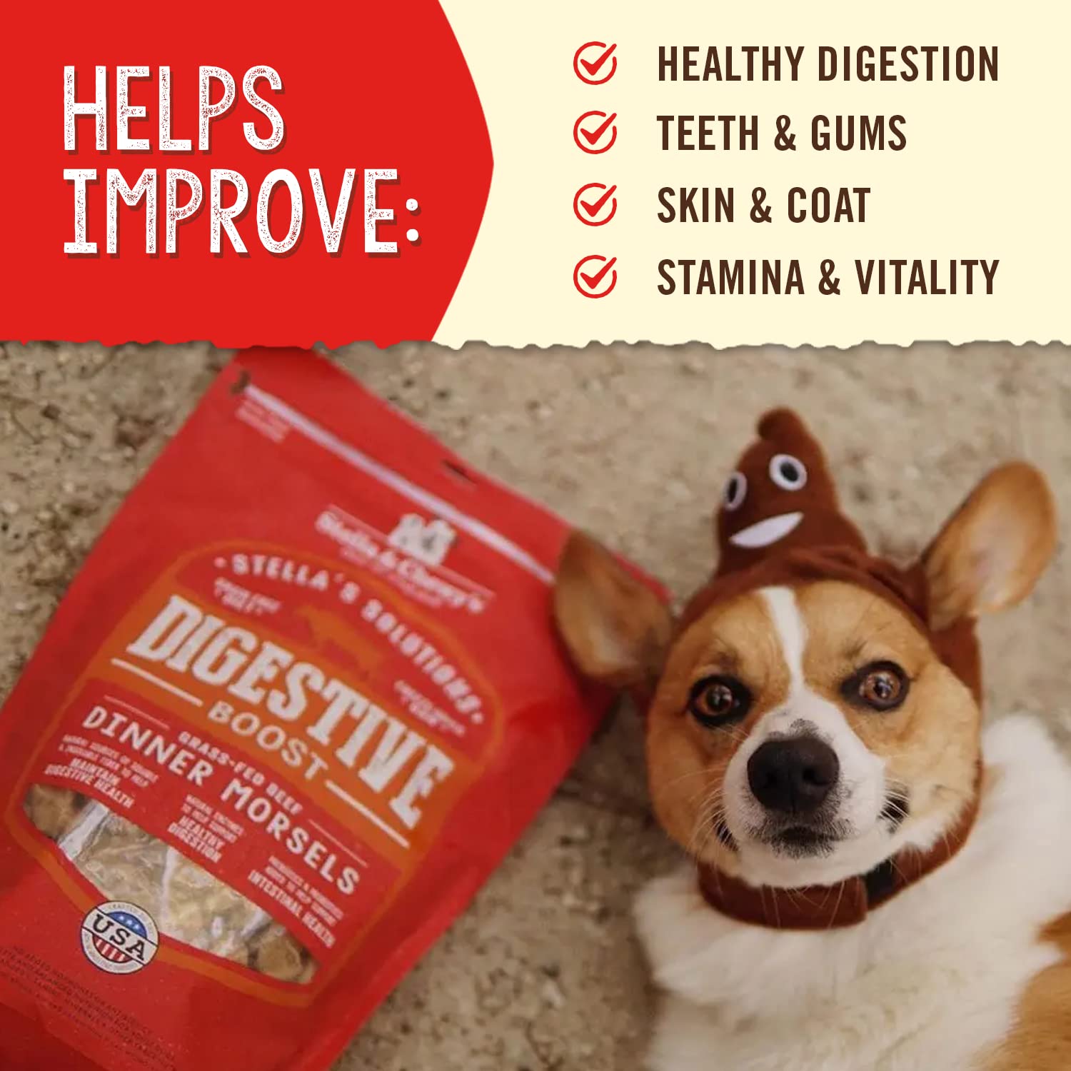 Stella & Chewy's Stella's Solutions Digestive Support Grass-Fed Beef Dinner Morsels Freeze-Dried Raw Dog Food, 368g Stella & Chewy's