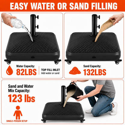 Yaheetech Fillable Mobile Umbrella Base, 4 Wheels, 123lb Capacity, Black 🍁 All In One Marketplace Canada