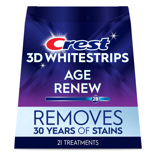 Crest 3D Whitestrips Age Renew At-home Teeth Whitening Kit, 21 Treatments, 28 Levels Whiter