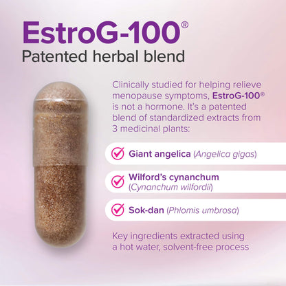 Webber Naturals Menopause Relief with EstroG-100, Multi-Symptom Support for Hot Flashes, Night Sweats, Mood & Sleep, Hormone-Free, Vegan Webber Naturals