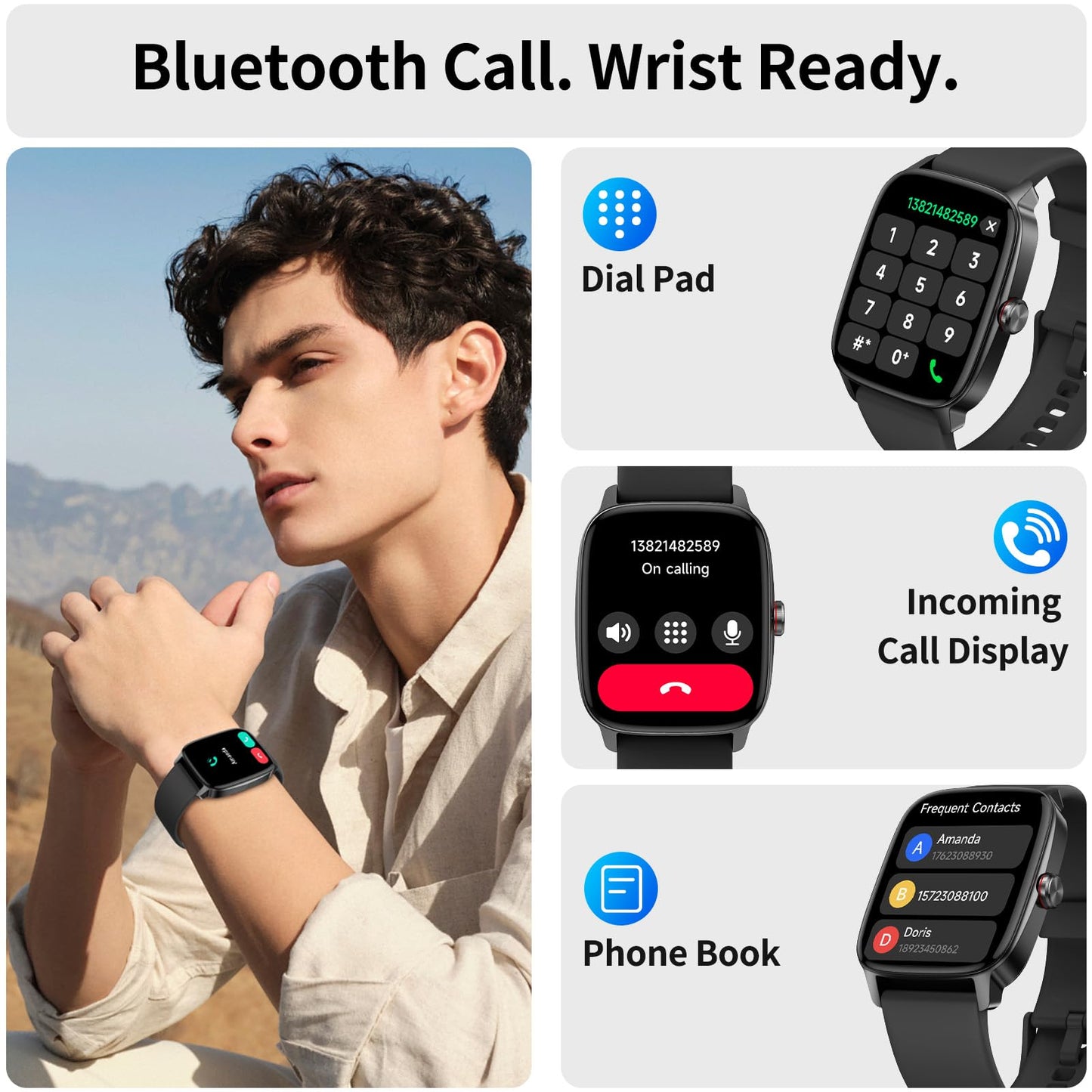 Smart Watch for Men Women, Bluetooth Call Smartwatch with AI Voice, 1.85" HD Fitness Watch, Heart Rate/Steps/Sleep Monitor, 100+ Sports Modes, IP68 Waterproof Watch for Android iOS - Available at All In One Marketplace Canada