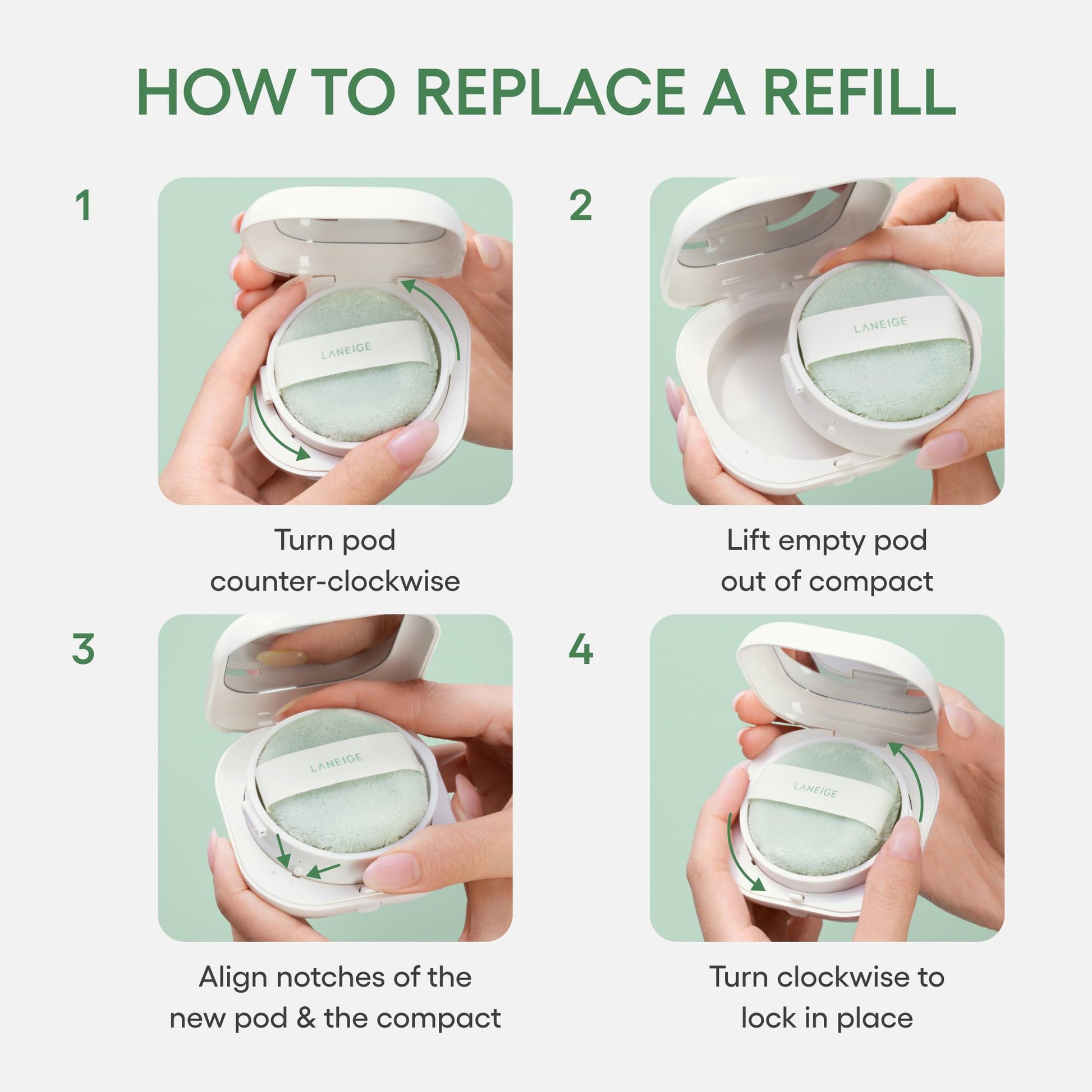 LANEIGE Neo Blurring Powder Refill: Lightweight, Travel-Friendly Compact for Oil Control, Smoothing & Blurring with Mint & Chamomile LANEIGE