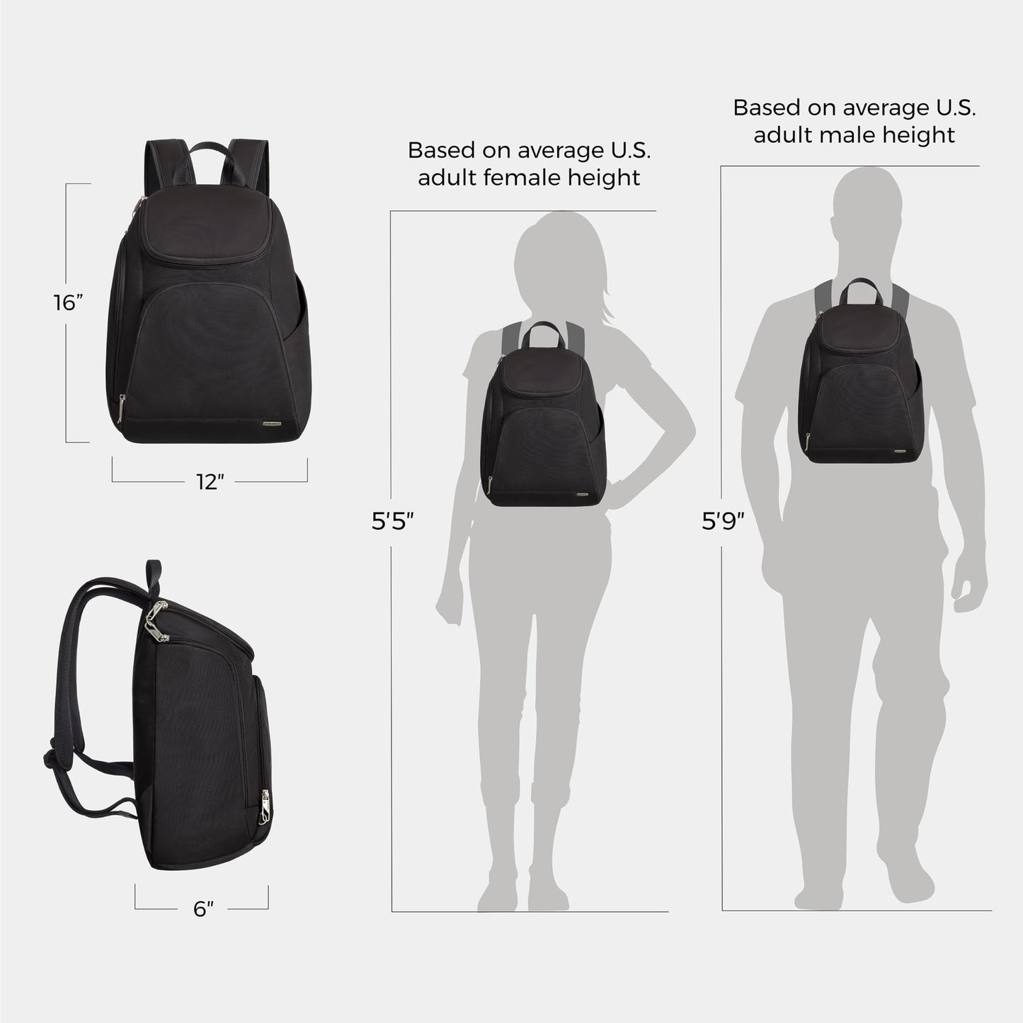 Travelon Backpack,Black,One Size Travelon