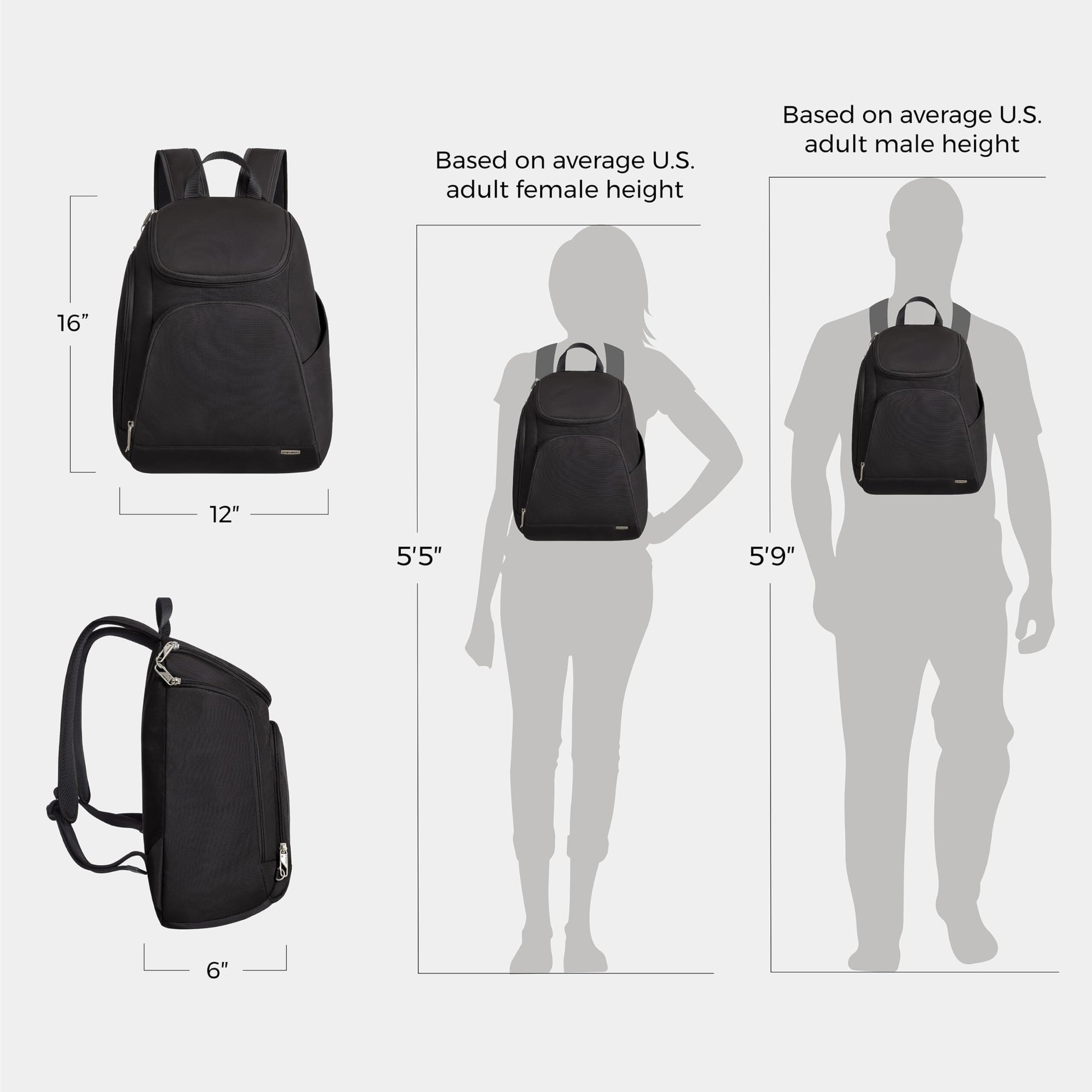 Travelon Backpack,Black,One Size Travelon