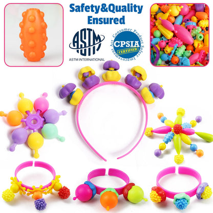 FunzBo Snap Pop Beads for Girls Toys Kids Jewelry Making Kit Pop-Bead Art and Craft Kits DIY Bracelets Necklace Hairband and Rings Toy for Age 3 4 5 6 7 8 Year Old Girl Christmas Gifts (Large) 🍁 All In One Marketplace Canada