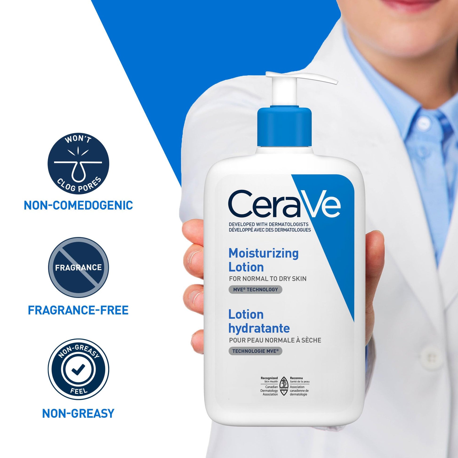 CeraVe Moisturizing Lotion, Daily Lightweight Face & Body Moisturizer with Hyaluronic Acid & Ceramides, Suitable for Dry & Sensitive Skin, Fragrance-Free, Non-Comedogenic & Allergy Tested, 473 mL