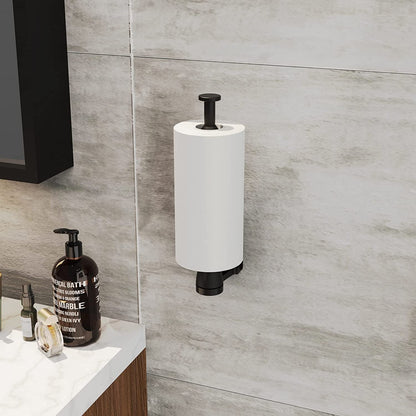 VEHHE Paper Towel Holder Under Cabinet with Ratchet System, Single Hand Operable Paper Towel Holder Wall Mount with Damping Effect, Self-Adhesive Papers Towels Holders or Drilled for Kitchen (Black) - Available at All In One Marketplace Canada