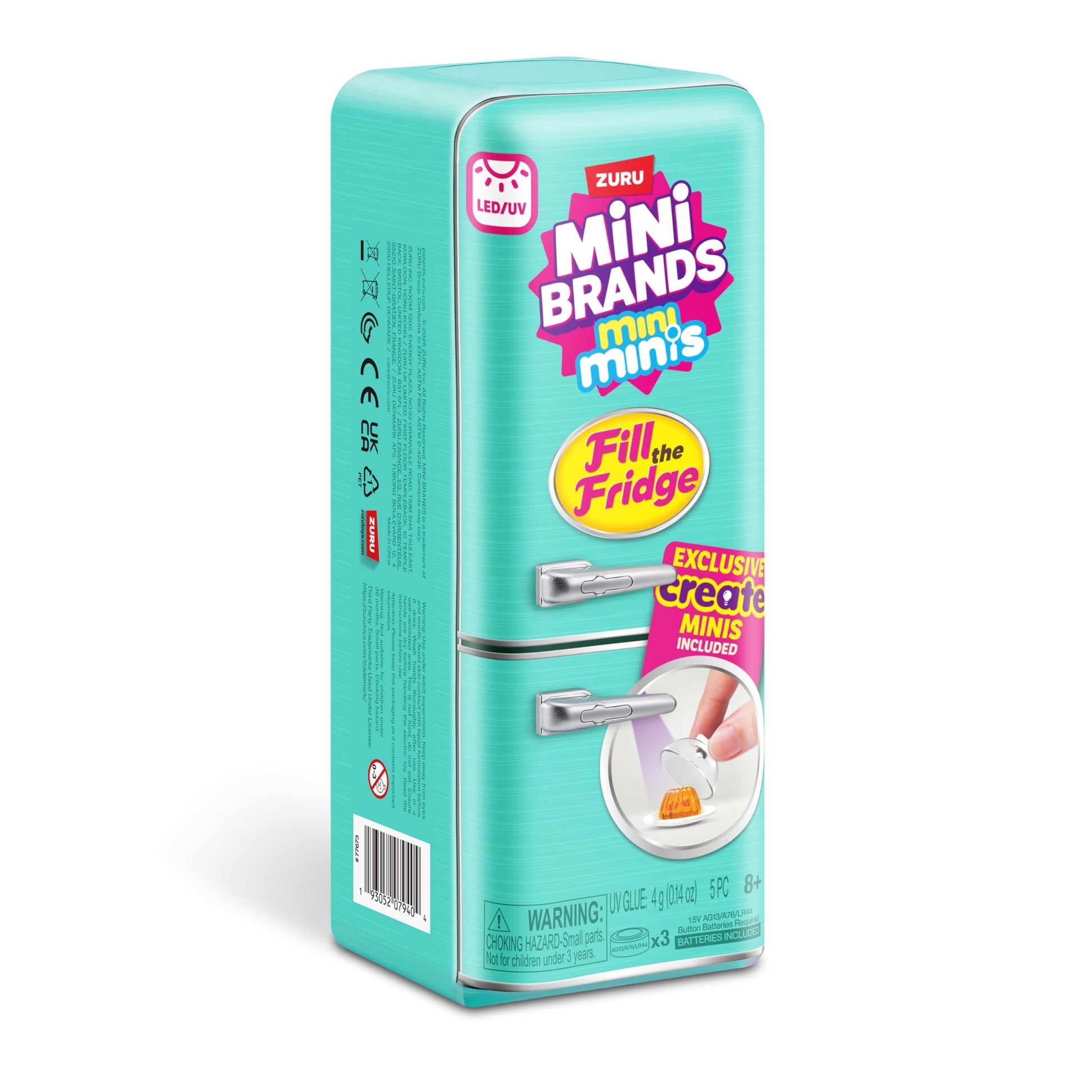 Mini Brands Fill The Fridge Playset w/UV Light by ZURU, Collectibles, DIY, Resin Play, Exclusive Recipe, NOT Edible, 8+ Mini Brands