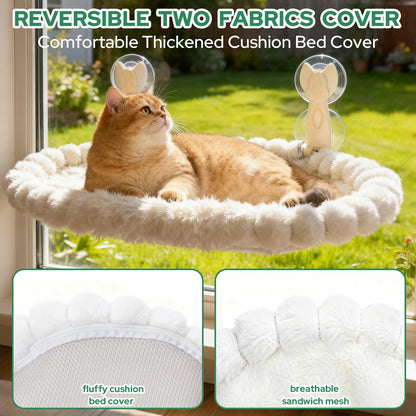 Ceecysaa Cat Window Perch, Cat Hammock Cordless Window Bed with Easy Assembly Strong Metal Frame and Removable Soft Cover, 4 Strong Suction Cups Soft Cover Foldable Cats Shelf Seat for Indoor Cats - Available at All In One Marketplace Canada