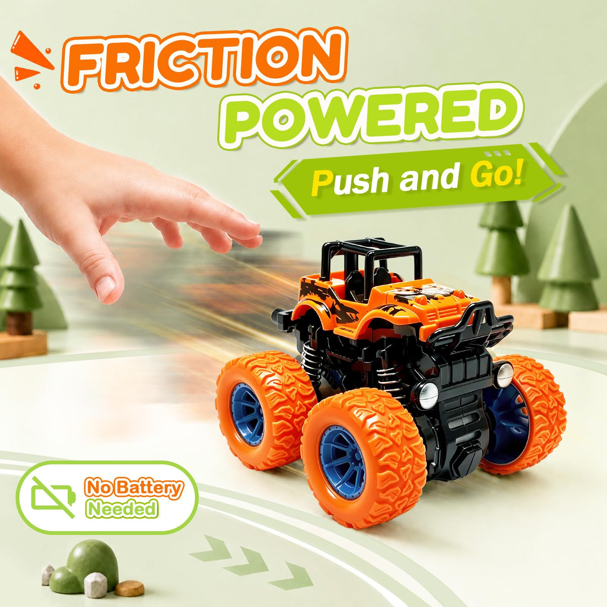 Monster Truck Toys, 4 Pack Friction Powered Toy Cars Push and Go Truck Toys for Toddlers Kids Ages 2-4 3-5 4-7 Best Christmas Birthday Gift Party Favors for Boys and Girls 2 3 4 5 6 7 Year Old 🍁 All In One Marketplace Canada