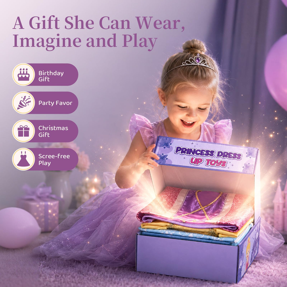 Meland Princess Dress Up for Girls 3-6, Kids Costume with Shoes & Toy 🍁 All In One Marketplace Canada