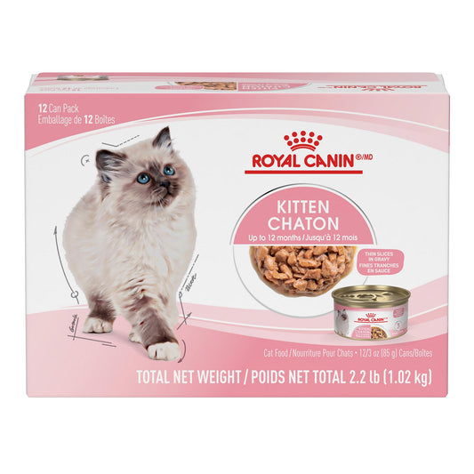 Royal Canin Feline Health Nutrition Kitten Thin Slices in Gravy Canned Cat Food, 3 oz can (12-Count)