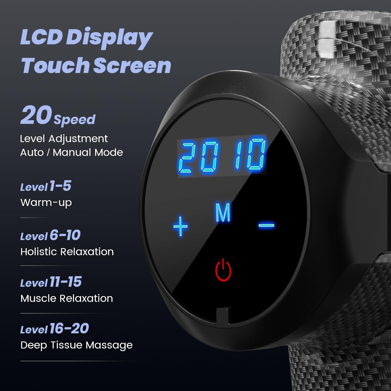 Muscle Massage Gun Deep Tissue Percussion Massager - Portable Handheld Sport Massagers for Athletes, Quiet & Powerful Brushless Motor Cordless, 20 Speed Level,Wattne W2 (Carbon)