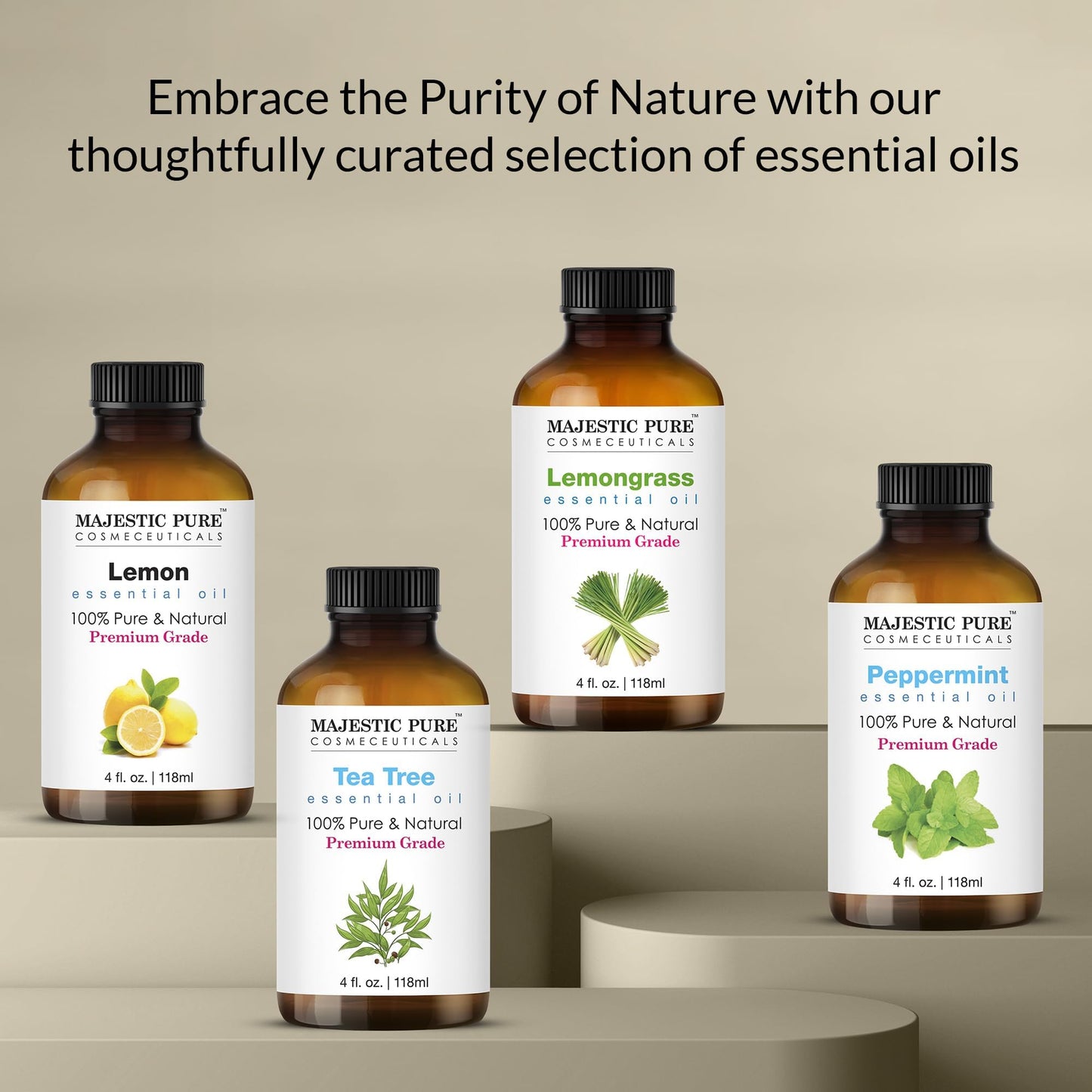 Majestic Pure Eucalyptus Essential Oil - Huge 118 ml - 100% Pure and Natural Oil for Soap Making Scent- Premium Grade with Glass Dropper