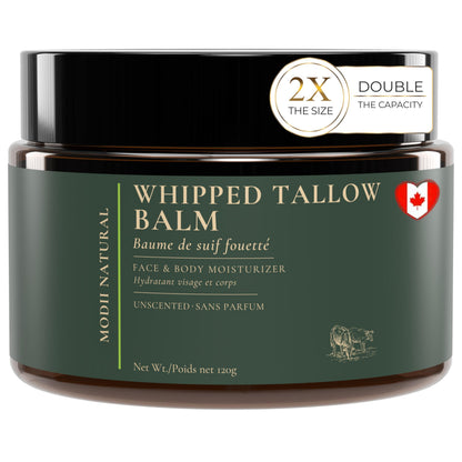 Whipped Beef Tallow Moisturizer - 100% Grass-Fed Tallow Face Balm with Honey, Jojoba Oil, Olive Oil & Sweet Almond Oil - Unscented - 120ml/4oz - Available at All In One Marketplace Canada