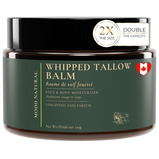 Whipped Beef Tallow Moisturizer - 100% Grass-Fed Tallow Face Balm with Honey, Jojoba Oil, Olive Oil & Sweet Almond Oil - Unscented - 120ml/4oz - Available at All In One Marketplace Canada