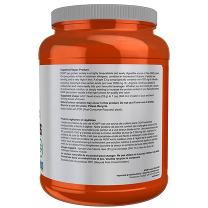NOW Sports, Pea Protein 24 g, Fast Absorbing, Plant Based, Unflavoured Flavoured, 907g