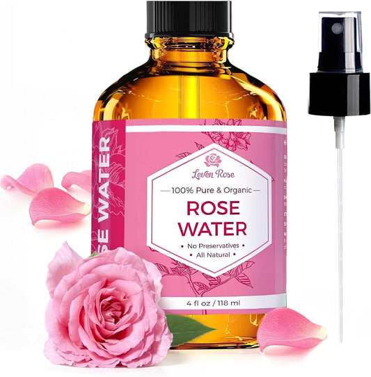 Rose Water Spray for Face by Leven Rose - Pure Natural Moroccan Rosewater Hydrosol Face Spray - Organic Rose Water Hydrosol 4 oz - Available at All In One Marketplace Canada