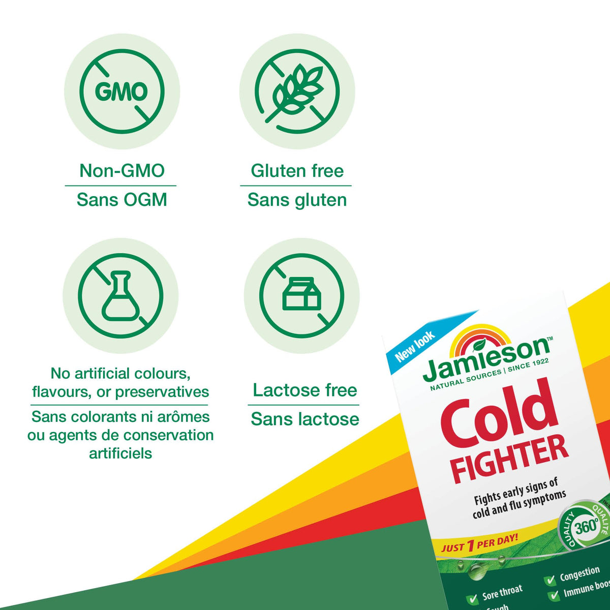 Jamieson Cold Fighter Softgels, for Adults and Adolescents (10+). Helps Fight Early Signs of Colds and Improves Cold Symptoms. With Ginger for Nausea Relief, Non-GMO, Gluten-Free, 30 Count