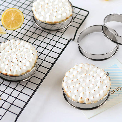 FANGSUN 4 Inch English Muffin Rings, Stainless Steel Crumpet Rings, Tart Rings for Baking, Double Rolled Nonstick Round Cake Ring, Metal Pastry Ring Mold for Dessert Food Making Tool 🍁 All In One Marketplace Canada