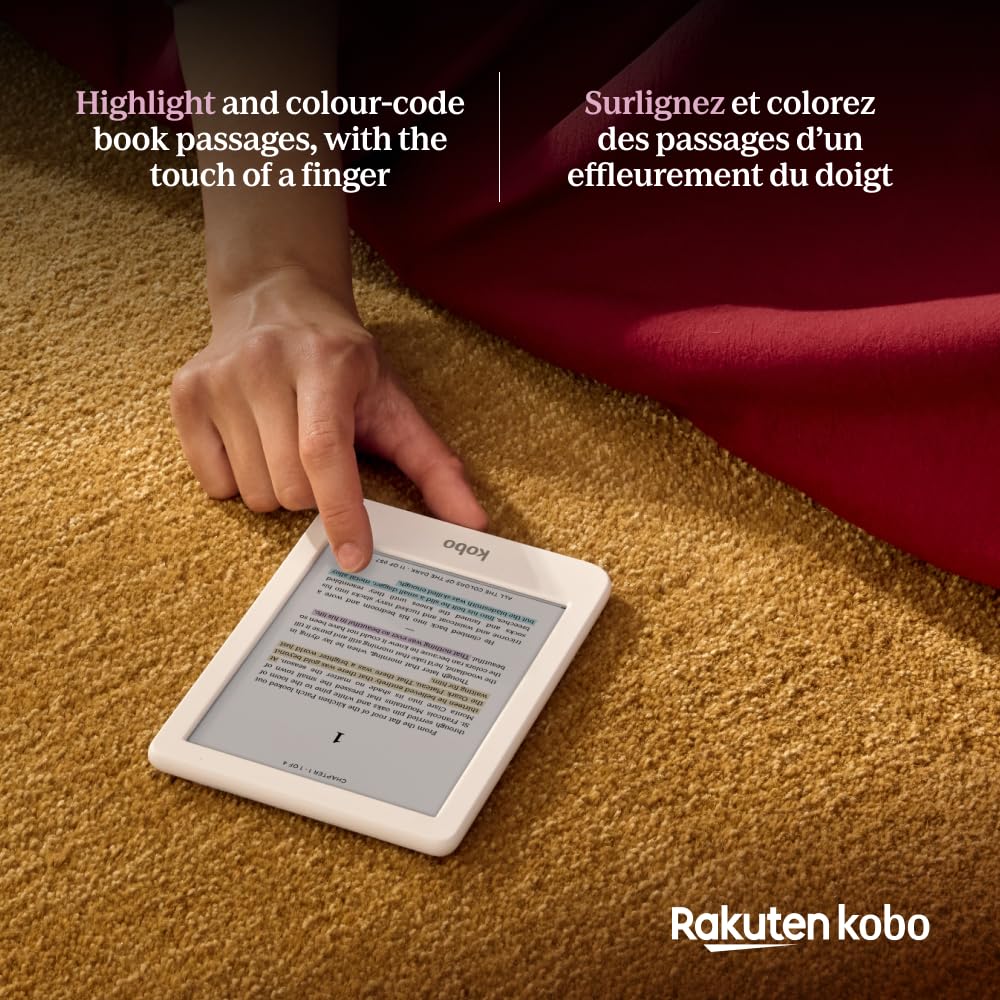 Kobo Clara Colour | Colour eReader | 6” Glare-Free Colour E Ink Kaleido 3 Display | Dark Mode Option | Waterproof | Audiobooks | 16GB of Storage (White)