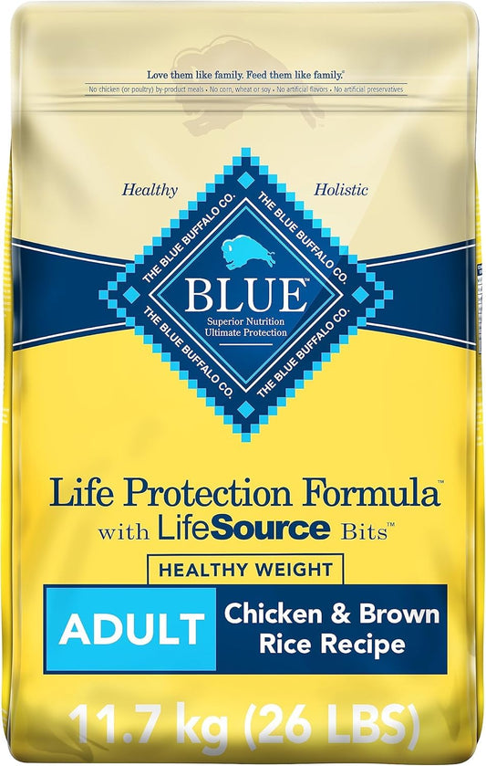 Blue Buffalo Life Protection Formula Healthy Weight Adult Dry Dog Food, Chicken & Brown Rice, Supports Immunity with Antioxidant-Rich LifeSource Bits, Promotes Lean Muscles, 11.7kg/26 lbs 🍁 All In One Marketplace Canada