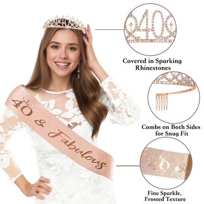 50Pcs 40th Birthday Decorations for Women,Rose Gold Black Pre-Assembled Set 🍁 All In One Marketplace Canada