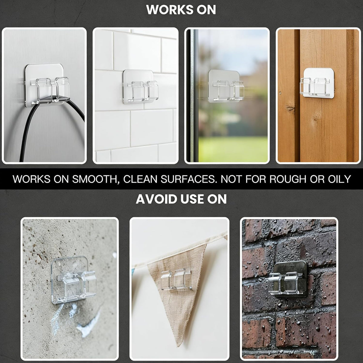 AFFAVON 40Pack Hooks for Outdoor String Lights,Heavy Duty Outdoor Light Clips, Self-Adhesive Weatherproof Wire Holders - Damage-Free Clear Hanging Clips for Christmas, Patio & Home Office 🍁 All In One Marketplace Canada